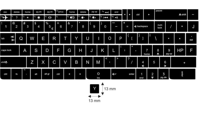 N11 Schwarze Tastaturaufkleber HP – großes Set - 13:13mm