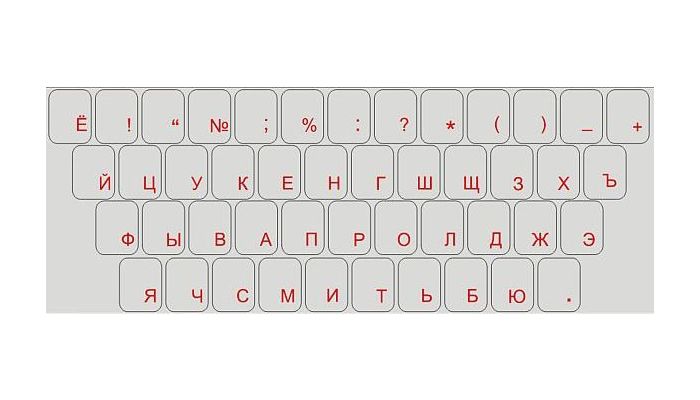 Russisch / Kyrillische Tastaturaufkleber – Rote Schrift