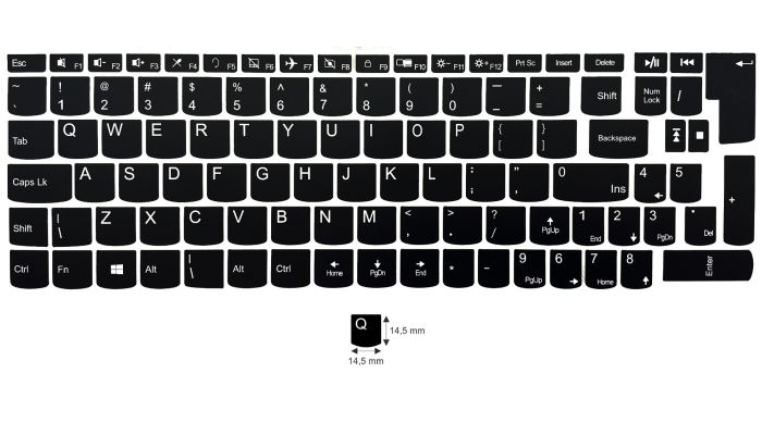 N14 Schwarze Tastaturaufkleber Lenovo – großes Set - 14,5:14,5mm