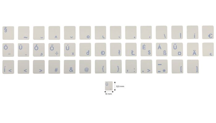 N17 Transparent Tastaturaufkleber – Ungarisch - großes Set - 13:13mm