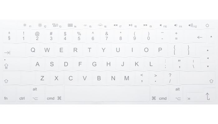 N18 Weiss Tastaturaufkleber Apple – großes Set - 14:14mm