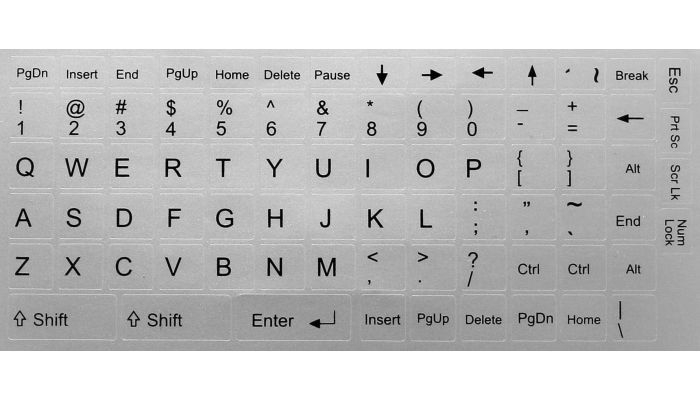 N21 Silber Tastaturaufkleber – großes Set - 10:10mm