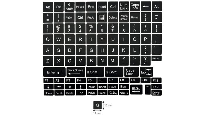 N7 Schwarze Tastaturaufkleber – großes Set - 13:13mm